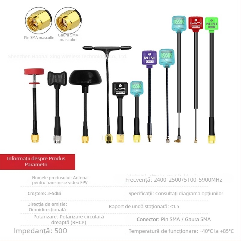 Antena FPV pentru UAV, câștig înalt, 5.8G, transmisie HD a imaginii