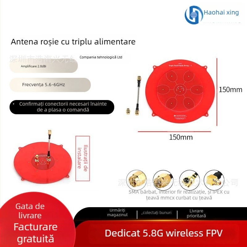 Antena FPV pentru UAV, câștig înalt, 5.8G, transmisie HD a imaginii