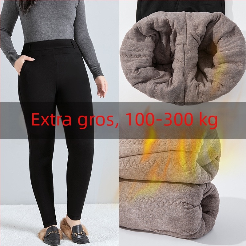 Colanți din bumbac călduroși, cu fleece, mărime plus, talie înaltă și susținerea abdomenului