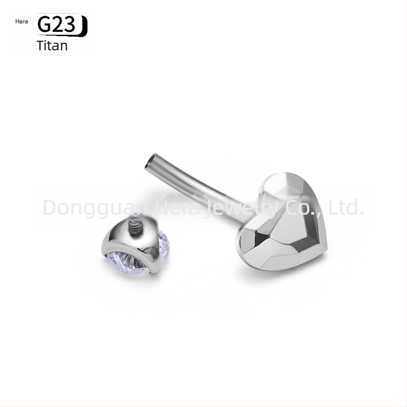 F136 inel ombilical din titan, formă inimă, unisex, aliaj G23 titan, bijuterii pentru piercing, cu incrustare de aur