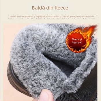 Pantofi de iarnă pentru femei – partea din super fibră, talpă din cauciuc, căptușeală din plush, toc mic 1–3 cm, deschidere medie