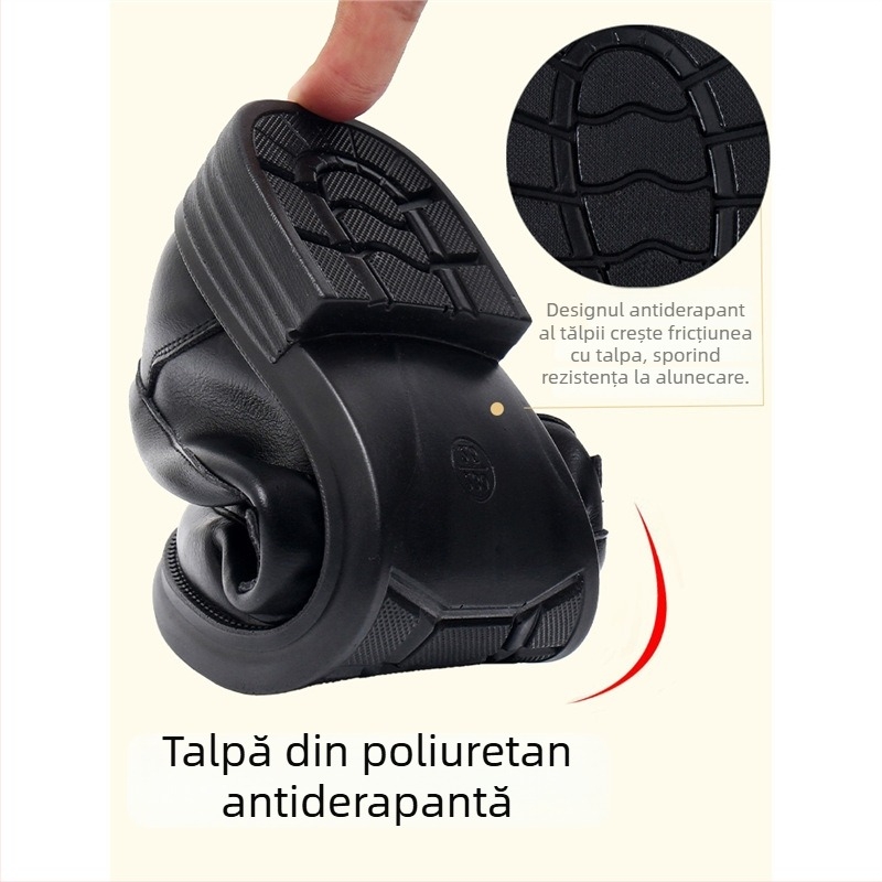 Pantofi dama cu talpă plată pentru uz zilnic, din piele sintetică, căptușeală din lână, talpă moale antiderapantă, ușori, slip-on, toc 0-1 cm