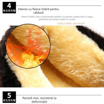 Pantofi de iarnă din bumbac pentru femei, căptuți cu blăniță artificială scurtă, talpă PU, toc mic 1-3 cm (Sezon: Iarnă; Exterior: Bumbac; Căptușeală: Blăniță artificială scurtă; Talpă: PU; Toc: 1-3 cm)