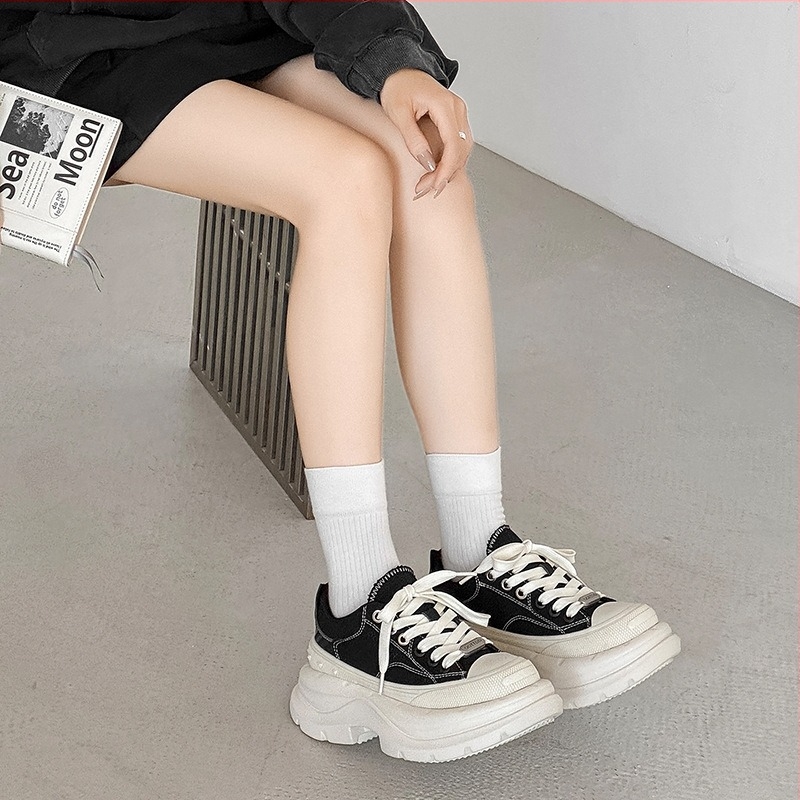 Pantofi din pânză unisex cu talpă înălțătoare de 6 cm, talpă EVA, căptușire din plasă, încălțăminte casual