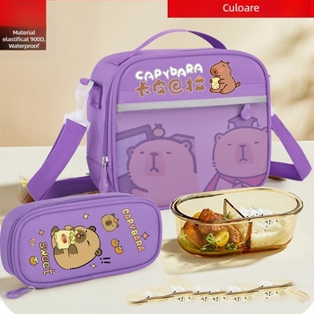 Penar cu temă Capybara și geantă termoizolantă pentru prânz, material Oxford, impermeabilă, ultra-ușoară, reflectorizantă pentru siguranță noaptea