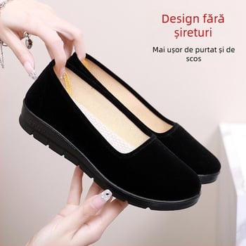 Pantofi dama din panza, slip-on, partea superioară velveteen, talpă din poliuretan, vârf rotund