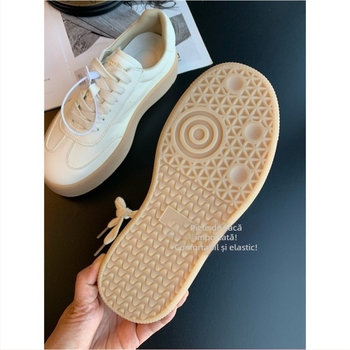 Adidași casual din piele de vițel, pentru femei, cu închidere cu șireturi în față, talpă din cauciuc, căptușeală din lână de miel
