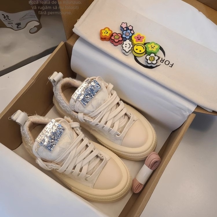Pantofi sport damă din canvas cu platformă de 3–7 cm, partea superioară din PU artificial, talpă din cauciuc, branț EVA, șireturi în față
