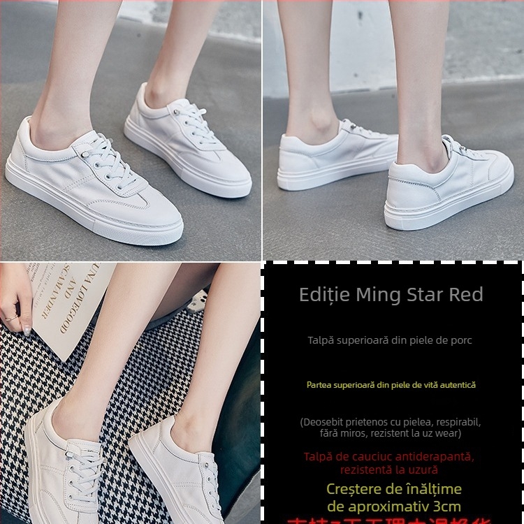 Pantofi casual pentru femei, din piele naturală, vârf rotund, toc mic 1–3 cm, bandă elastică, talpă din cauciuc respirabil