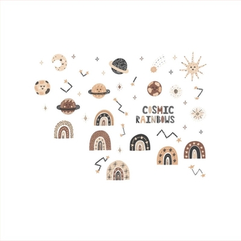 Autocolant de perete pentru marginea patului cu nori curcubeu nordici, autoadeziv, PVC, impermeabil, model 60682085, 1 bucată