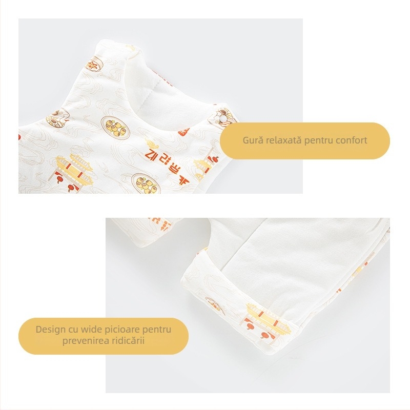 Sac de dormit pentru bebeluși în stil vestă – material din bumbac pur (exterior și căptușeală 95%+), umplutură poliester-bumbac, potrivit pentru iarnă, primăvară și toamnă, pentru nou-născuți până la 3 ani