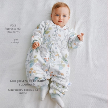 Sac de dormit pentru copii cu picioare separate, umplutură altă, fibre de bambus, model imprimat, pentru 1-3 ani