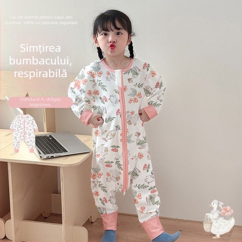 Sac de dormit pentru copii, patru anotimpuri, material din bumbac pur 95%+, căptușeală 95%+, umplutură bumbac catifelat, potrivit pentru 1–3 ani