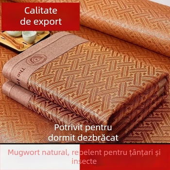 Covoraș rabatabil din ratan pentru pat, Ice Silk (viscoză) — împletire cu nervuri, stil Chinezesc