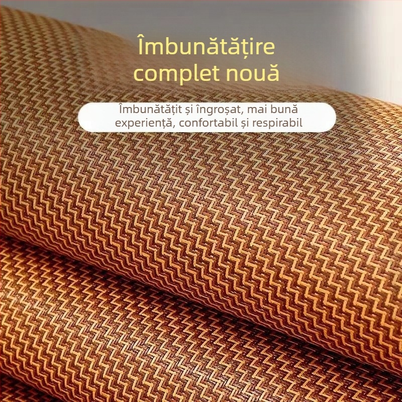 Covoraș rabatabil din ratan pentru pat, Ice Silk (viscoză) — împletire cu nervuri, stil Chinezesc