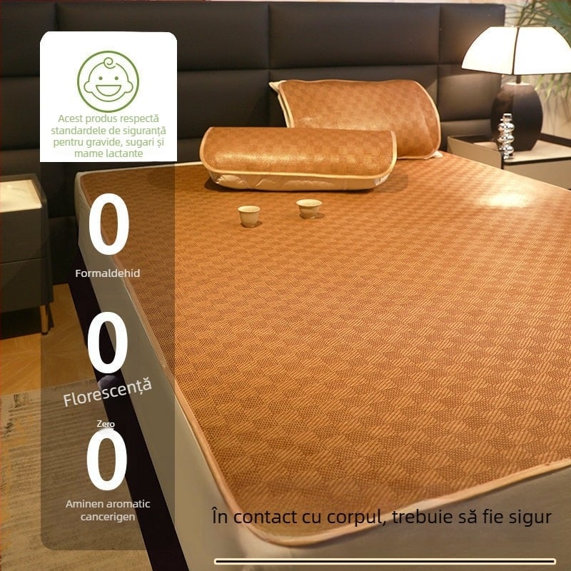 Ice Silk mat pentru pat – Stil modern simplu, Țesut prin splicing, fibră sintetică, produs calificat