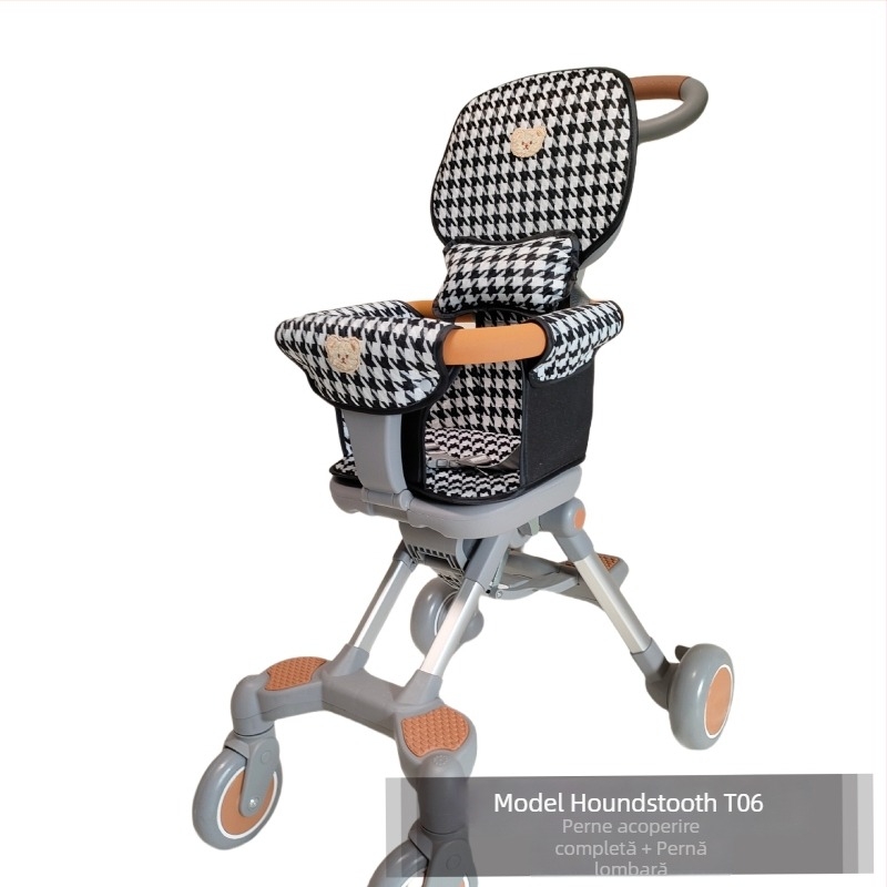 Pernuță pentru șațu nul de la cărucior JT06, model Houndstooth, universal pentru toate anotimpurile, acoperire completă, umplutură mai groasă, pentru cărucioare compacte de bebeluși