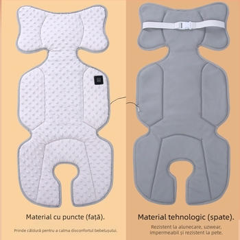 Perna pentru șaunul de cărucior cu încălzire electrică, material bean velvet, sursă de energie portabilă pentru iarnă