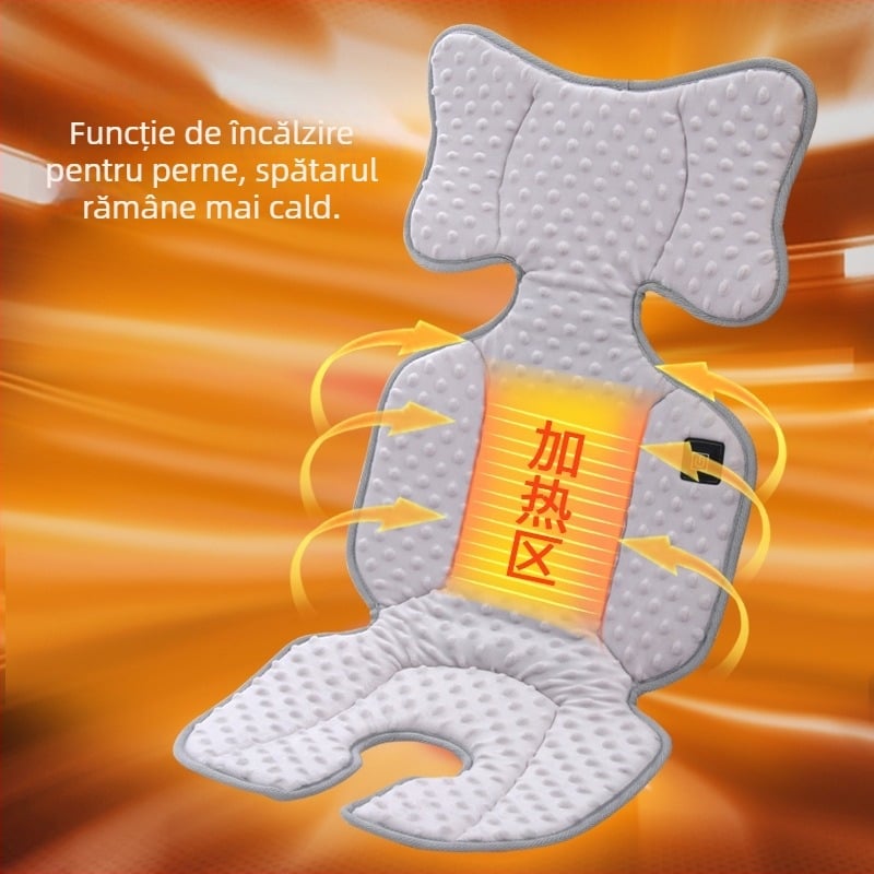 Perna pentru șaunul de cărucior cu încălzire electrică, material bean velvet, sursă de energie portabilă pentru iarnă