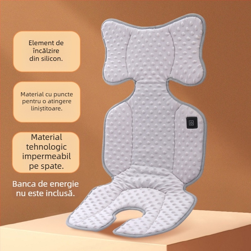 Perna pentru șaunul de cărucior cu încălzire electrică, material bean velvet, sursă de energie portabilă pentru iarnă