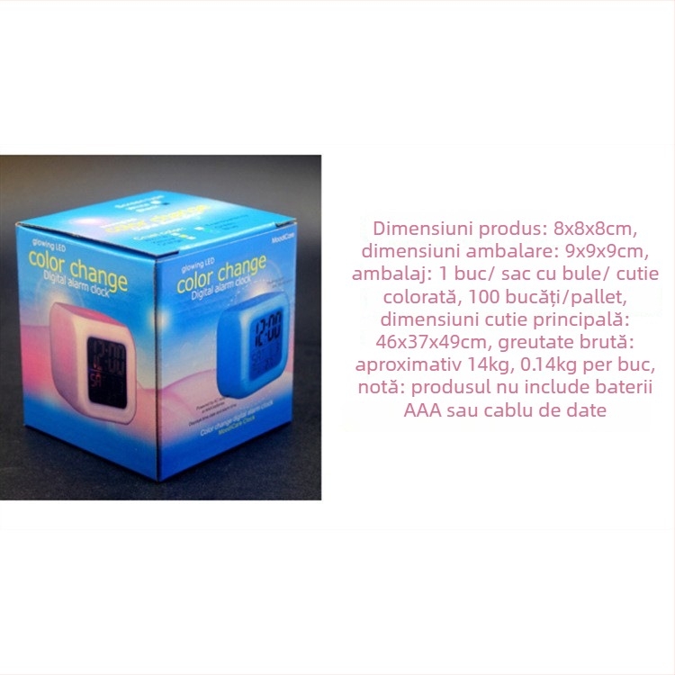 Ceas deșteptător cu ecran LED, lampă de noapte, afișaj 24 de ore, personalizabil cu imagini