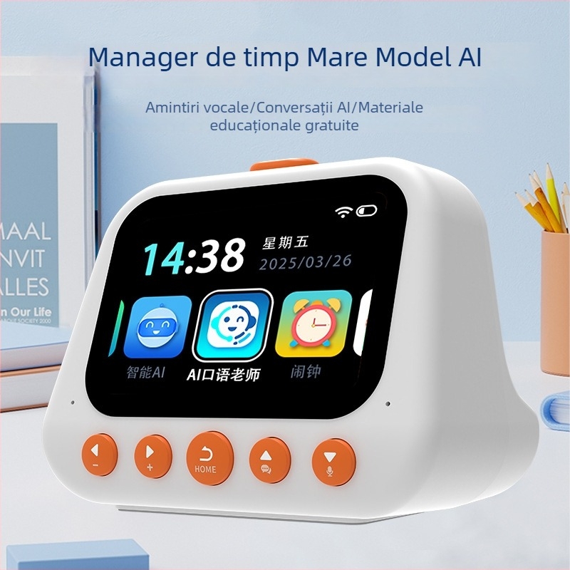 Ceas de alarmă cu cronometru de tip countdown, calendar și alarmă - afișaj LCD, alimentare cu baterii, carcasă din plastic