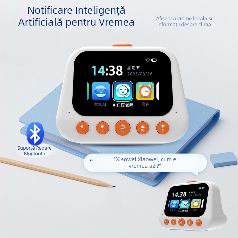 Ceas de alarmă cu cronometru de tip countdown, calendar și alarmă - afișaj LCD, alimentare cu baterii, carcasă din plastic