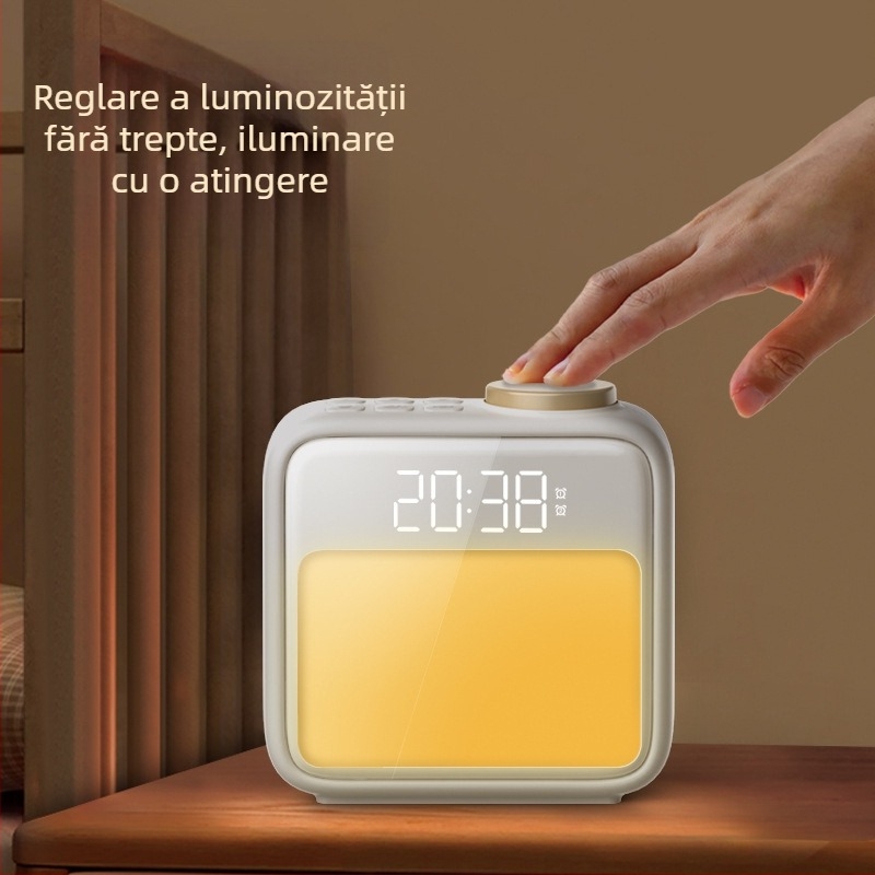 Lumină de trezire cu ceas de noptiere Grating, stil modern minimalist, certificat CE