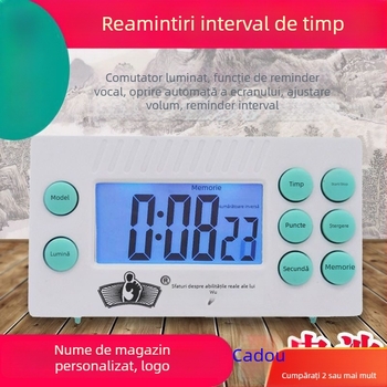 Cronometru de tip countdown pentru masajul picioarelor cu afișaj LCD, alarmă, alimentare cu baterii, carcasă din plastic