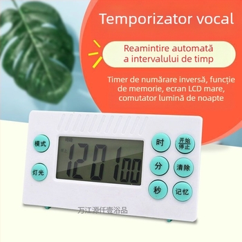 Cronometru de tip countdown pentru masajul picioarelor cu afișaj LCD, alarmă, alimentare cu baterii, carcasă din plastic