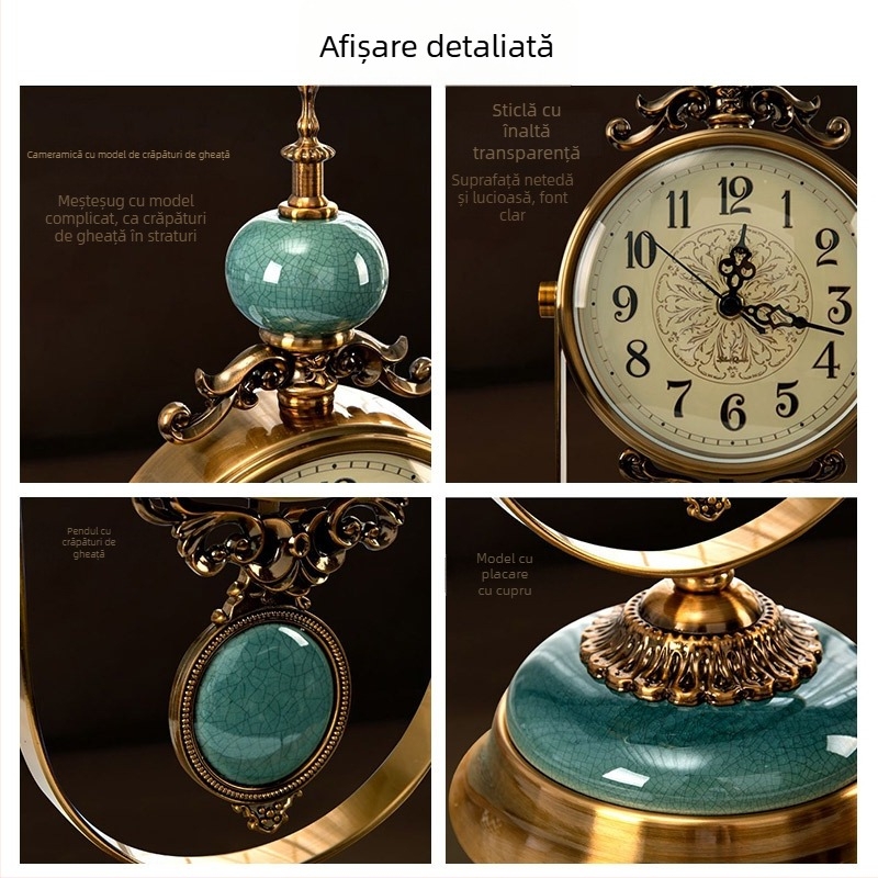 Ceas de birou, design nordic, afișaj analog, alimentat cu baterie, carcasă din metal