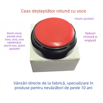 Ceas vorbitor cu volum reglabil, calendar, alimentat cu baterie, mișcare electronică, carcasă din plastic