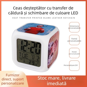 Ceas deșteptător cu LED – pătrat, silențios, iluminare, afișaj săptămânal, alimentare cu baterie, carcasă din plastic, personalizabil