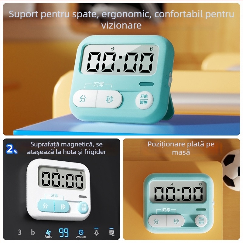 Temporizator electronic pentru bucătărie cu afișaj LED, alarmă, alimentare cu baterii, model ARC925L8