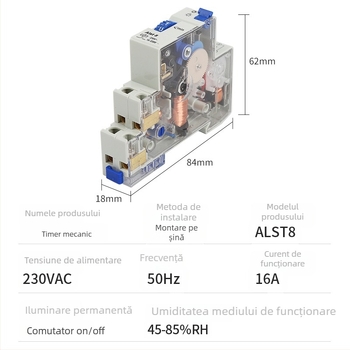 Timer mecanic ALST8 TM-ST1 TM-ST7, întrerupător temporizator de șapte minute