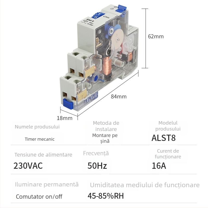 Timer mecanic ALST8 TM-ST1 TM-ST7, întrerupător temporizator de șapte minute