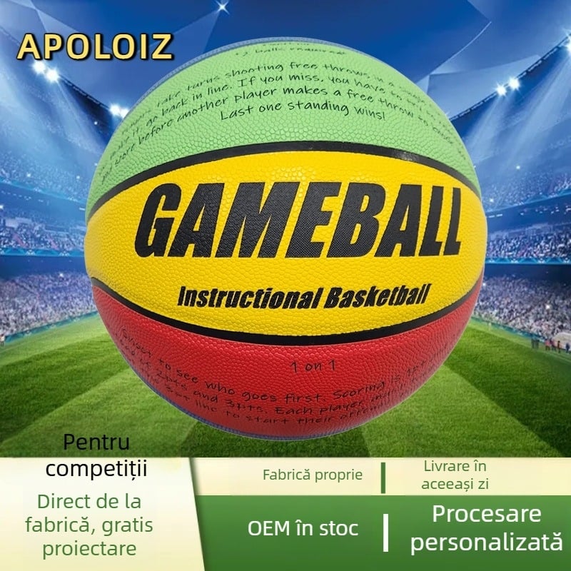 Minge baschet cu logo personalizat și gravură, material PU, prelucrare personalizată, cod produs Basketball 001