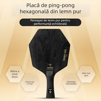 Lama hexagonală pentru tenis de masă, lemn pur cu cinci straturi, Basswood-Pine-Paulownia, nucleu mare
