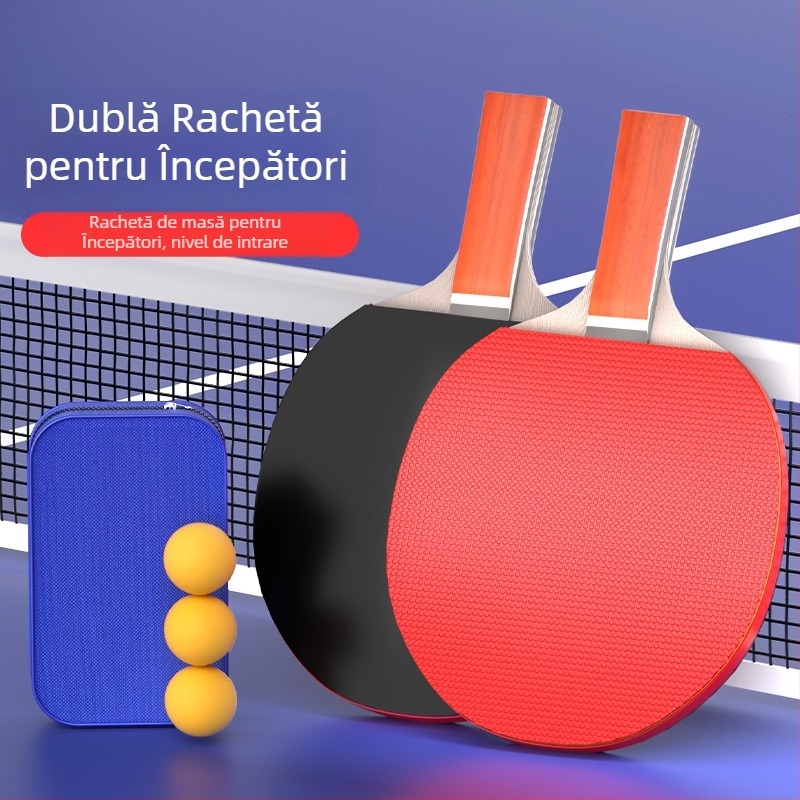 Delhui Set de rachete tenis de masă pentru începători — lovire directă, priză Penhold și Shakehand, lamă din lemn de plop, gumă cu adeziv pozitiv