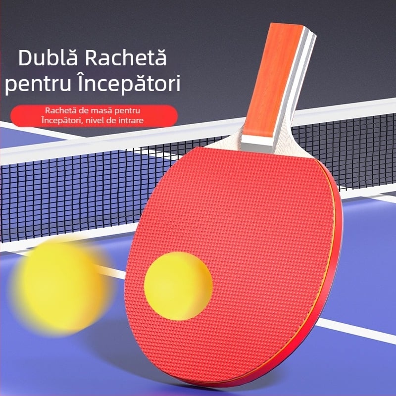 Delhui Set de rachete tenis de masă pentru începători — lovire directă, priză Penhold și Shakehand, lamă din lemn de plop, gumă cu adeziv pozitiv