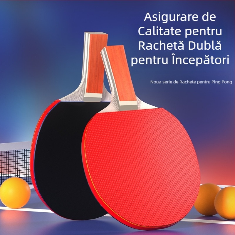 Delhui Set de rachete tenis de masă pentru începători — lovire directă, priză Penhold și Shakehand, lamă din lemn de plop, gumă cu adeziv pozitiv