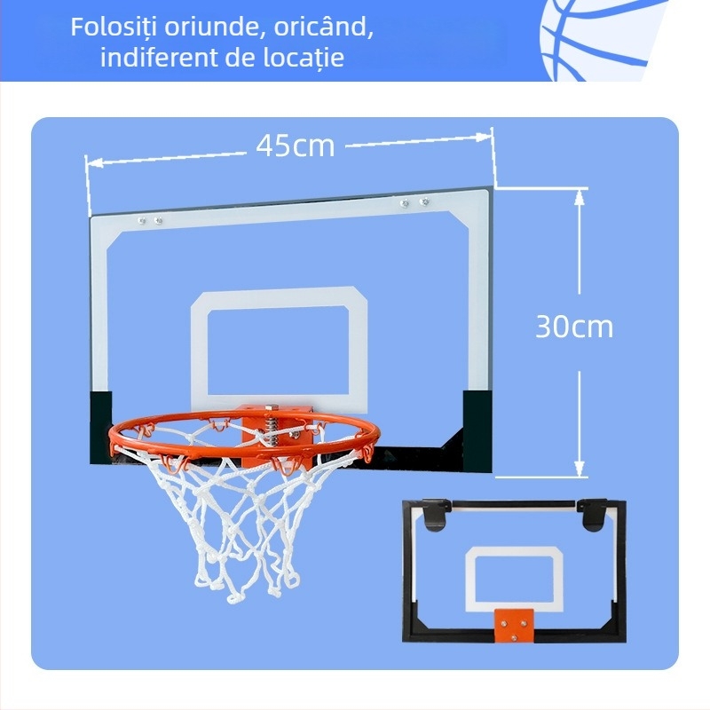 Coș de baschet montat pe perete pentru copii - cadru din PVC, 1,6 kg, model A011, antrenament acasă/grădiniță