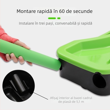 Suport portabil pentru plasă de badminton din PVC, cu plasă standard simplă și stâlpi dubli pentru antrenament, ușor; ambalaj 700x300x140mm; potrivit pentru badminton, tenis și alte jocuri cu mingi.