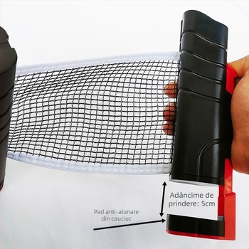 Suport pentru plasă de tenis de masă – Îmbunătățit, Portabil și Retractabil; ABS+PE; Brand Spannande; Potrivit pentru tenis de masă și tenis cu pene