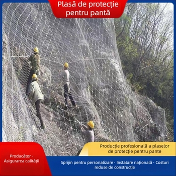 Rețea de protecție a versanților – grilaj diamantat, zincare la cald, marca Yinyi, protecție împotriva prăbușirilor montane