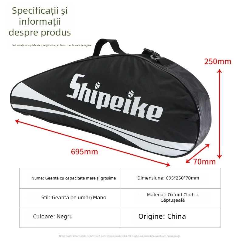 Geantă Spike pentru rachete de badminton | Oxford, impermeabilă | Încape 3-6 rachete, pentru tenis de masă și badminton