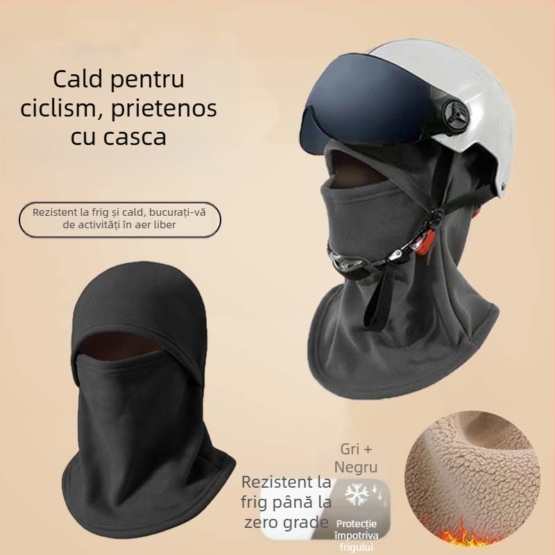 Mască de ciclism cu căptușeală din fleece pentru interiorul căștii, unisex, antivânt, de iarnă