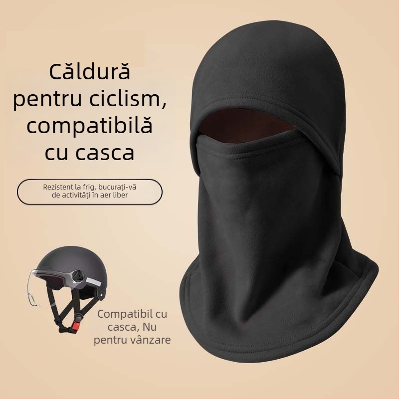 Mască de ciclism cu căptușeală din fleece pentru interiorul căștii, unisex, antivânt, de iarnă