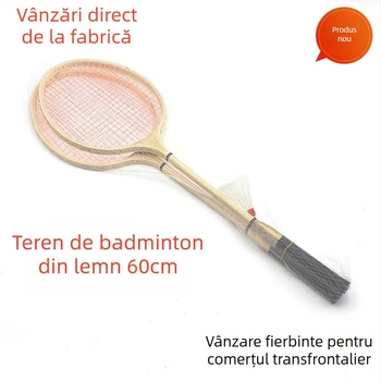 Rachetă de badminton – cadru din lemn, șnur din fibre, greutate 95–100 g, grosimea mânerului G1, lovitură directă