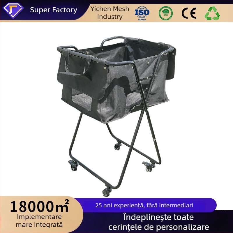 Căruț portabil pliabil pentru colectarea mingilor de tenis, pickleball și baseball – capacitate mare, cadru din PVC și țevi de fier, OEM Personalizare, Huizhou, Guangdong